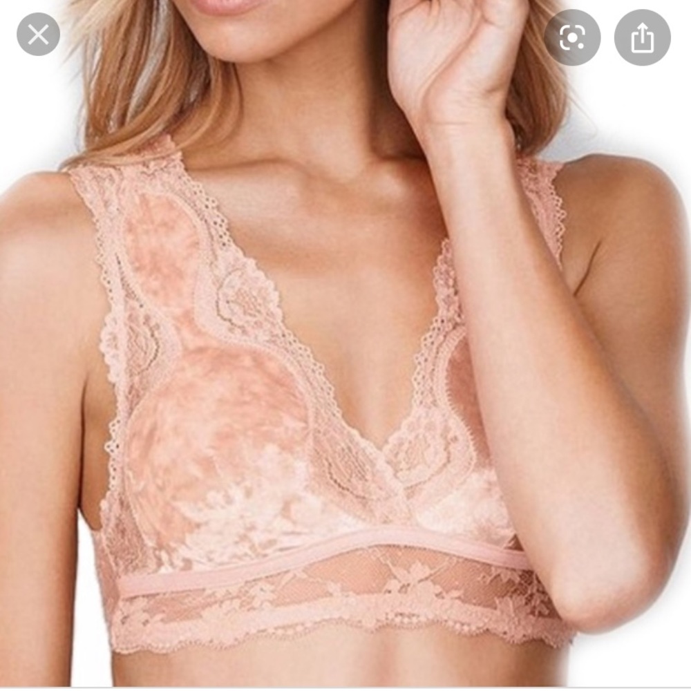 NWT LARGE VS CRUSHED VELVET LACE BRALETTE